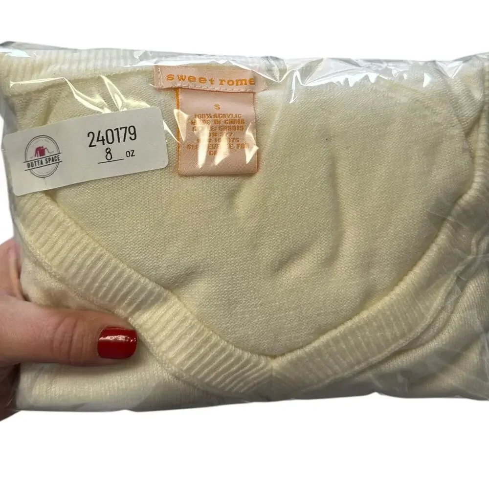 Womens Sweater Size Small Cream Super Soft Business Casual Winter Minimalist - Picture 6 of 6